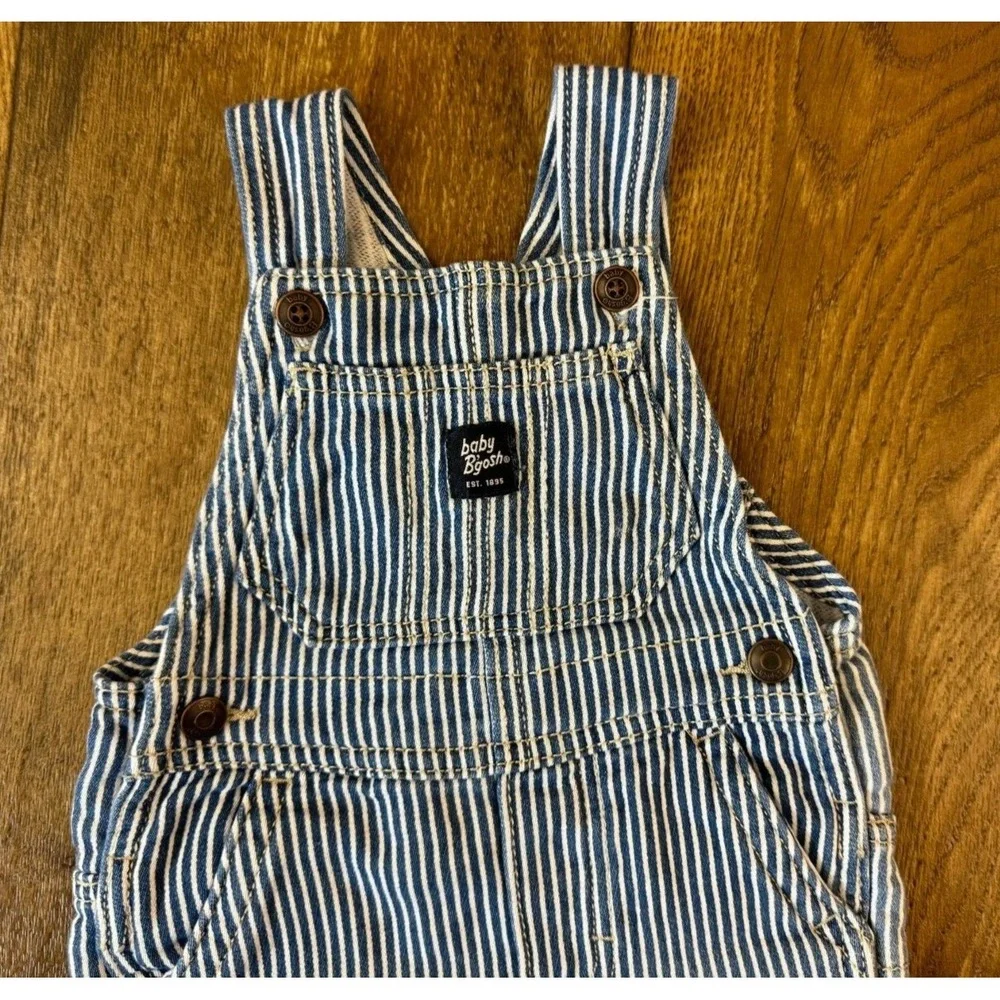 Oshkosh B'Gosh Overalls Baby 12‎ Months Blue Striped Soft Jogger Style Engineer